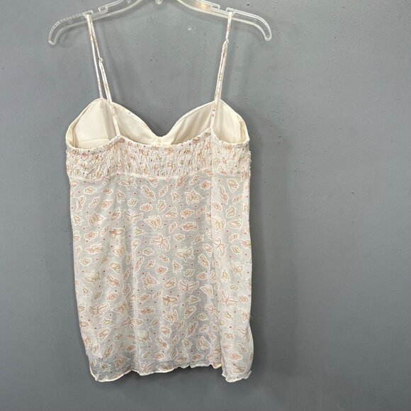 Vintage Y2K No Boundaries Tank Babydoll Top XXL Cream Butterfly Print Padded - Picture 3 of 7